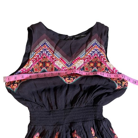 Anthropologie Tanvi Kedia Black Embroidered Bohemian A-Line Dress Size 2 - Picture 5 of 12